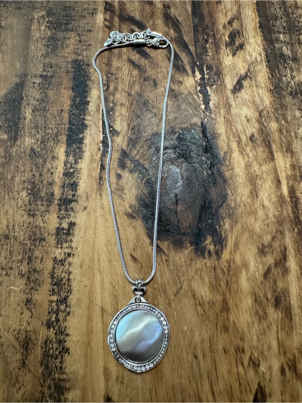 Brighton Silver-Tone Grey Pearl Round Pendant Necklace